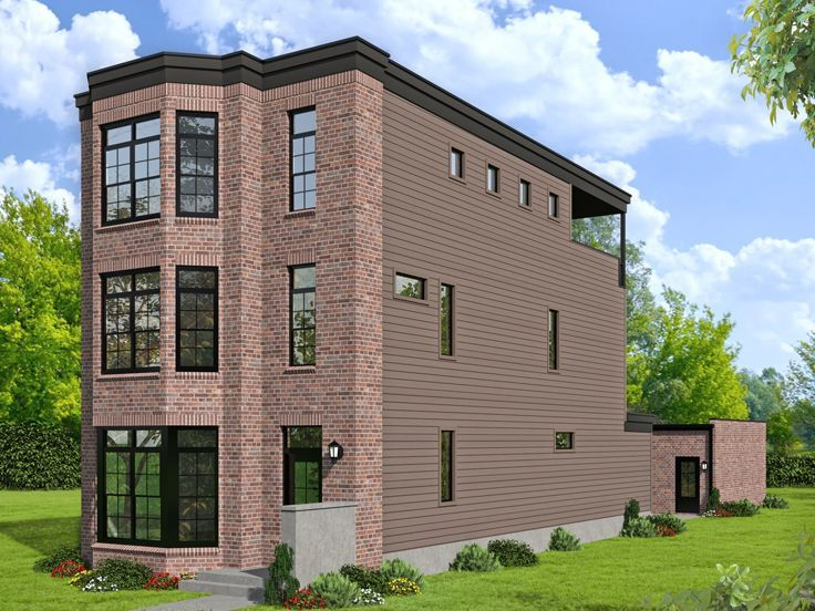 062H 0219 Three Story Brownstone Is A Stylish Narrow Lot House Plan  - Narrow Lot 3 Story House Plans