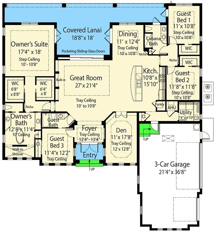 1 Storey 4 Bedroom House Plan Printable Templates Free - 4 Bedroom One Story House Plans