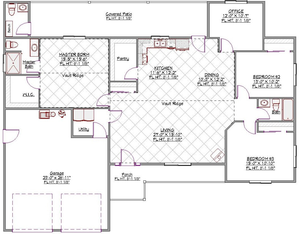 1 Story 1 888 Sq Ft 3 Bedroom 3 Bathroom 2 Car Garage Ranch Style Home - 1 Story 3 Bedroom 3 Bath House Plans