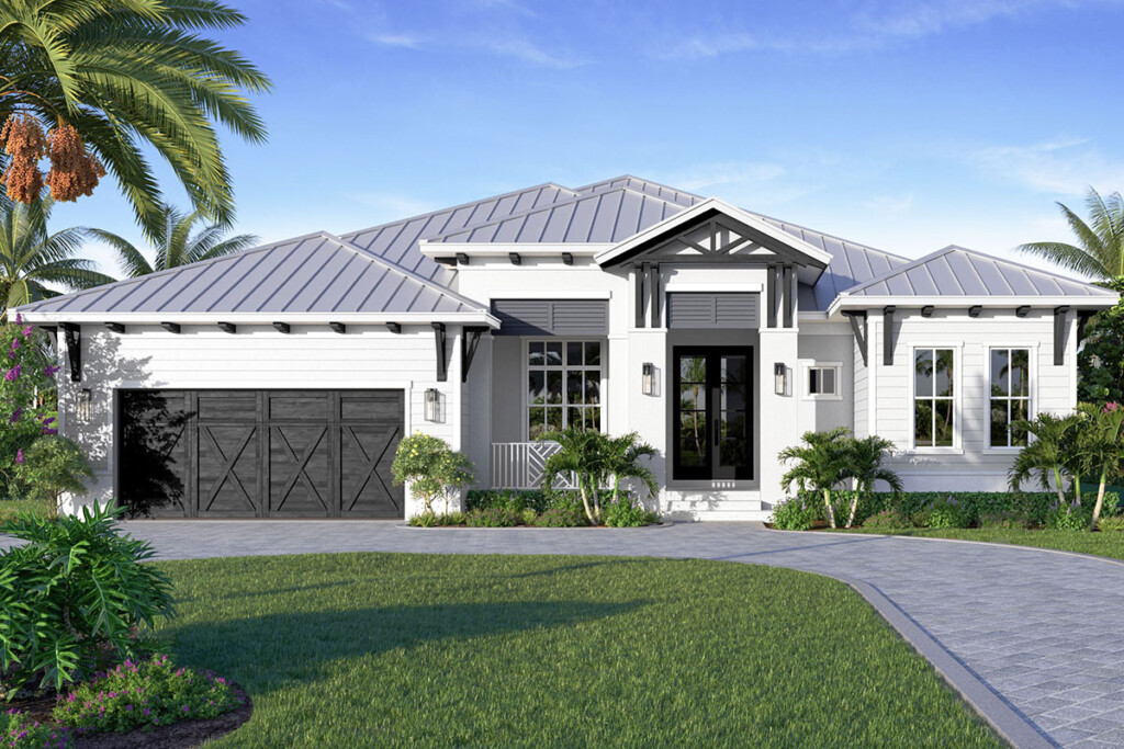 1 Story Coastal Home Plan With Study And Pool Concept 86109BW  - One Story Coastal House Plans