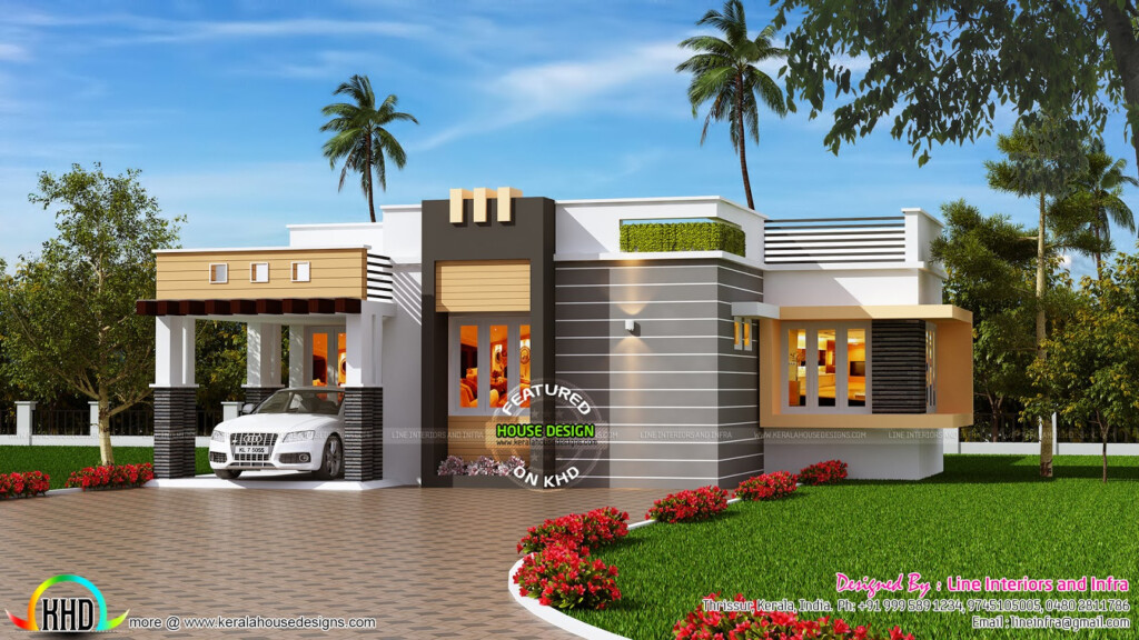 1100 Sq ft Contemporary Style Small House Kerala Home Design And  - 1100 Sq Ft House Plans 2 Story Indian Style