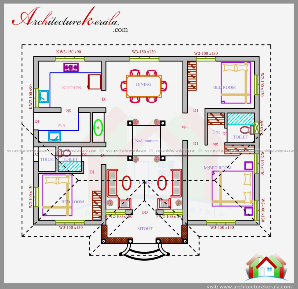 1200 SQ FT HOUSE PLAN IN NALUKETTU DESIGN ARCHITECTURE KERALA - 1200 Sq Ft Single Story House Plans