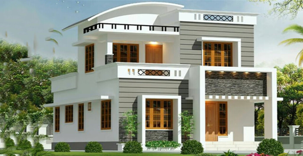 1400 Sq Ft 3BHK Contemporary Style Double Floor House And Free Plan  - 1400 Square Foot Two Story House Plans