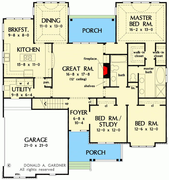 1900 Square Foot House Plan With Stone And Siding Exterior 444237GDN  - 2 Story House Plan 1900 Sq Ft