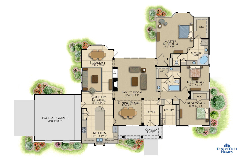 2 400 Sq Ft House Plan 3 Bed 2 Bath 1 Story The Brantley Design  - 2400 Sq Ft One Story House Plans