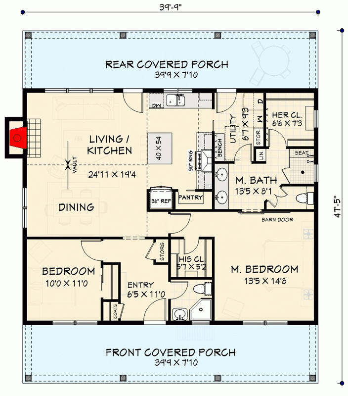 2 Bedroom Country Home Plan Under 1300 Square Feet With Vaulted Open  - 2 Bedroom 2 Bath Single Story House Plans