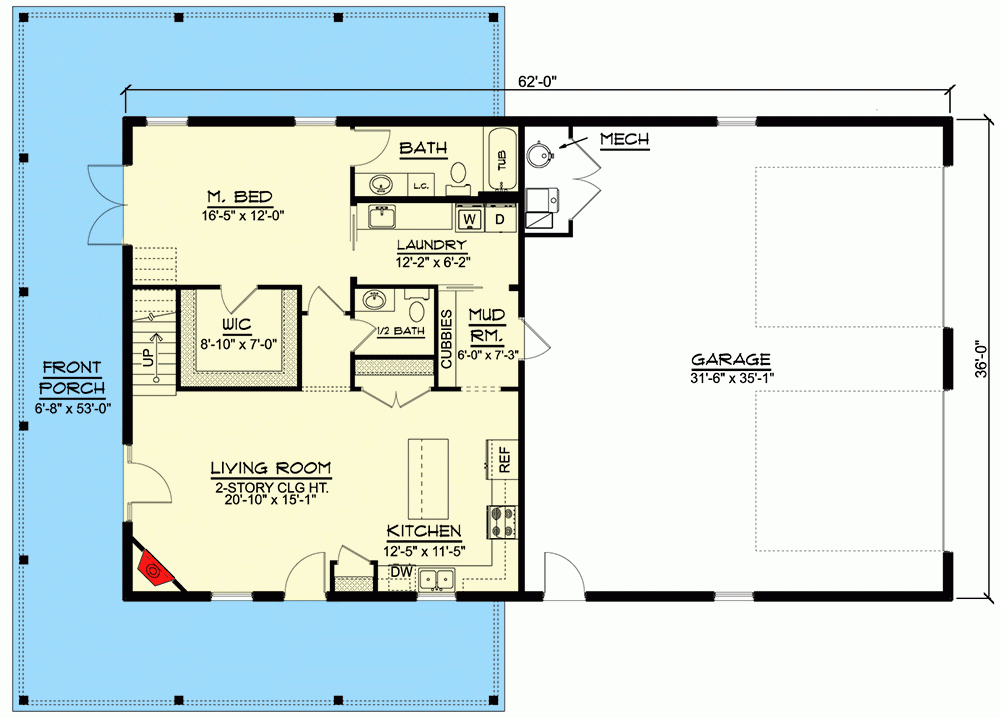 2 Story 2 Bedroom 1600 Square Foot Barndominium Style House With 2 Car  - 2 Story House Plans 1600 Square Feet