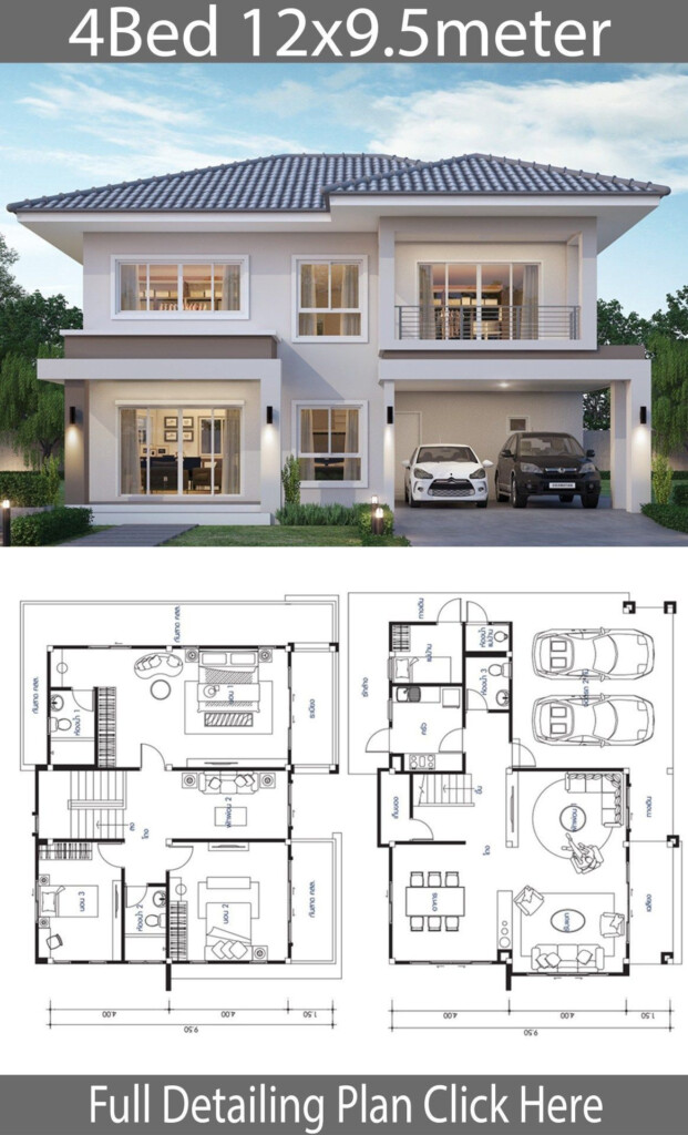 2 Story 4 Bedroom House Plans Modern Design House Design Plan 9 12 5m  - 2 Story 4 Bedroom House Plan