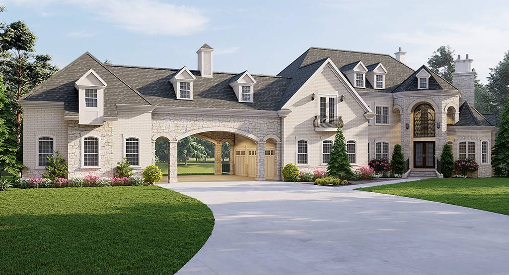 2 story European House Plan With Porte Cochere Plan 9650 - European 2 Story House Plans