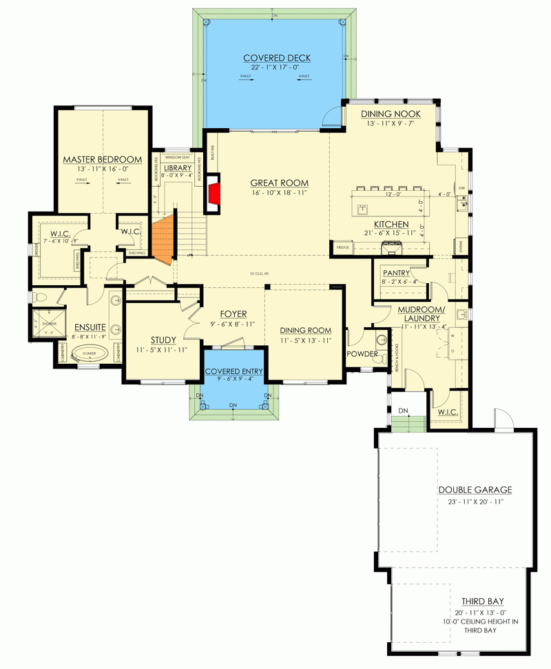 2 Story Transitional House Plan With Main Floor Master Bedroom  - Two-Story House Plans With Master Bedroom On Ground Floor