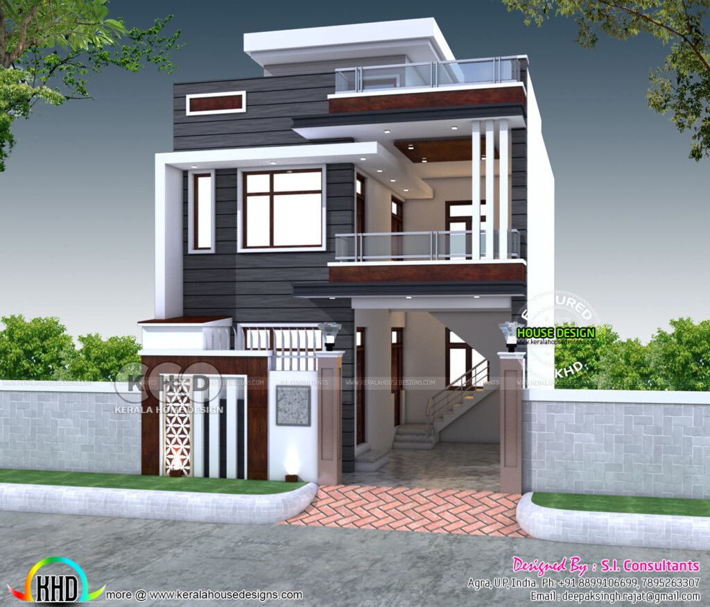 2200 Sq ft 4 Bedroom India House Plan Modern Style Kerala Home Design  - 2200 Sq Ft 4 Bedroom House Plans 1 Story