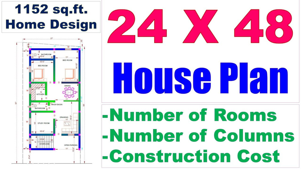 24 X 48 Feet House Plan 1152 Sq Ft Home Design Number Of Rooms And  - 24 X 48 Two Story House Plans