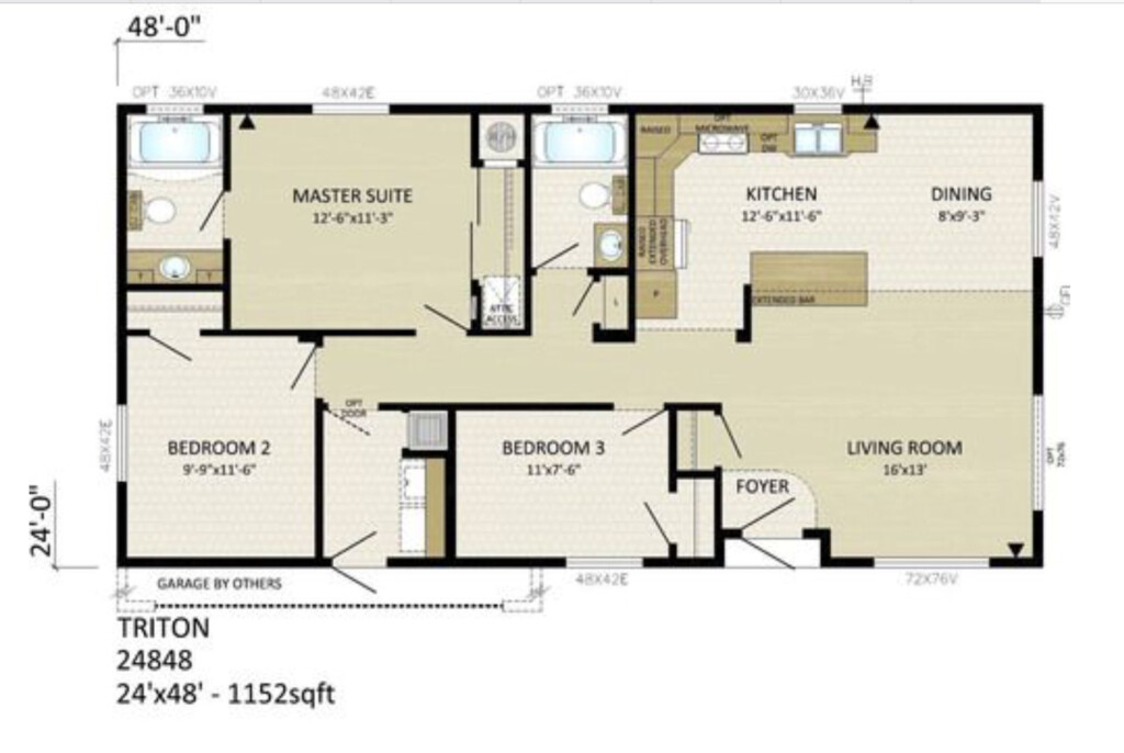 24 X 48 Square Foot Floor Plan For Tiny Ish House 3 Bed 2 Bath Plus  - 24 X 48 Two Story House Plans