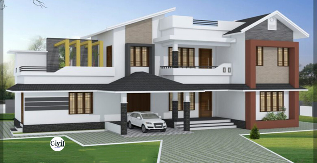 2400 Sq Ft 5BHK Contemporary Style Two Storey House And Free Plan  - 2 Story 2400 Sq Ft House Plans