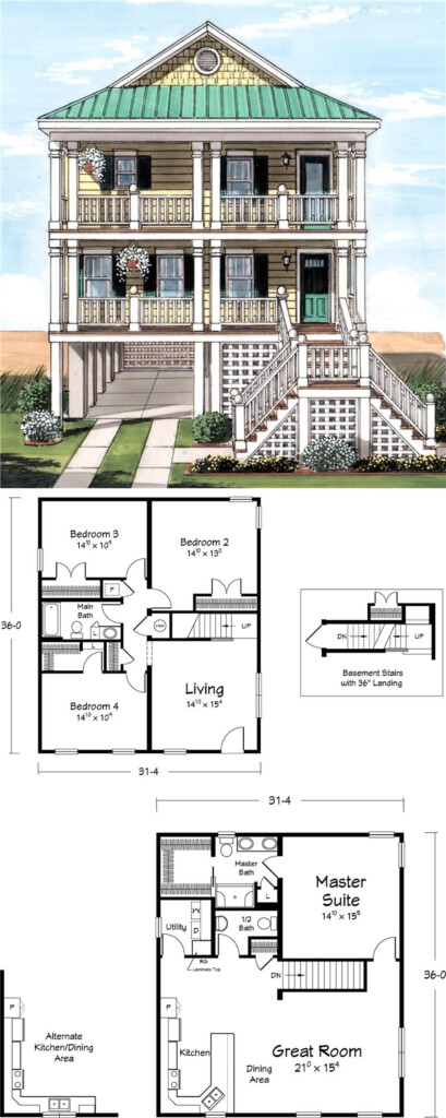 25 Stunning Beach House Floor Plans Real Home Plans - Double Story Beach House Plans