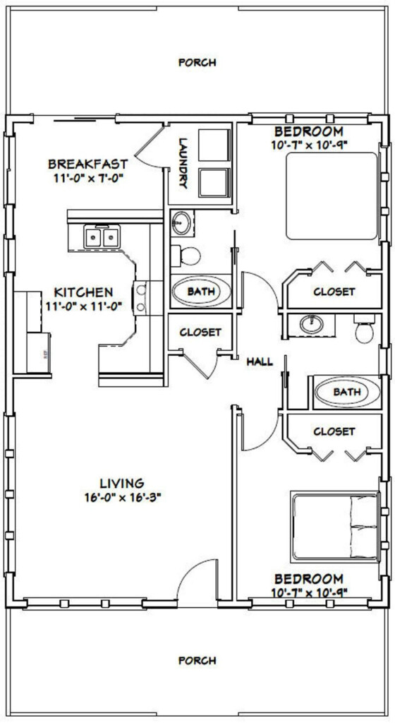 28x36 House 2 Bedroom 2 Bath 1008 Sq Ft PDF Floor Etsy 2 Bedroom  - 28X36 2 Story House Plans