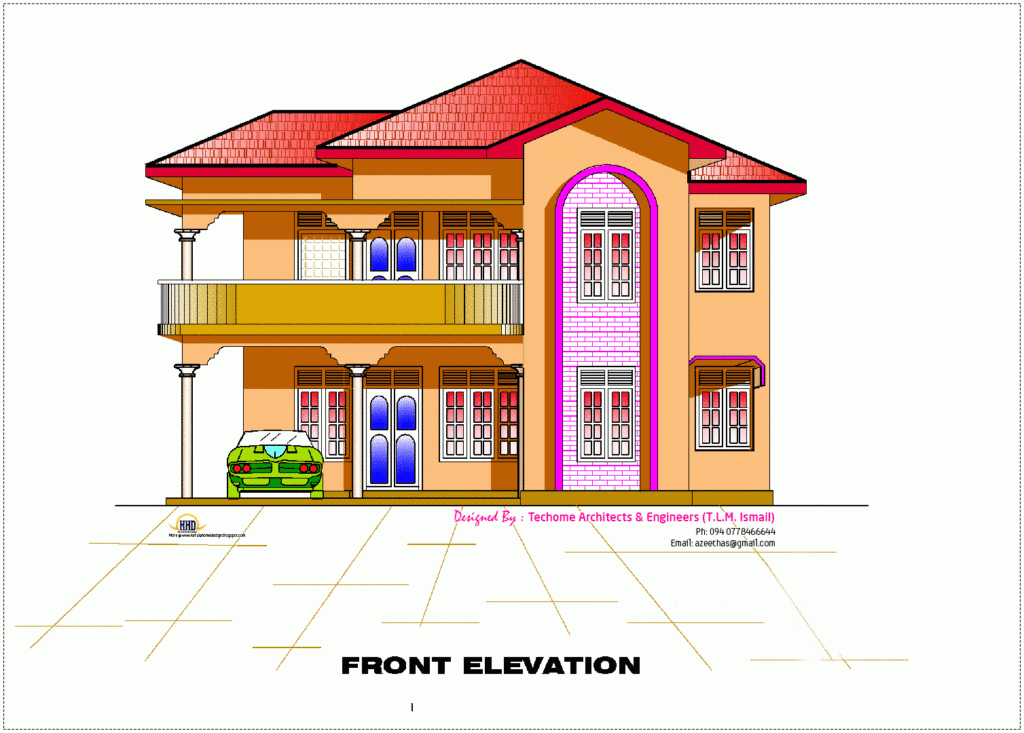 2d Elevation And Floor Plan Of 2633 Sq feet House Design Plans - 1 Story House Plans 2D