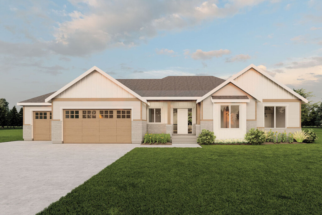 3 Bed One story 1999 Sq Ft Home Plan With Large 3 Car Garage  - One Story House Plans With 3 Car Garage