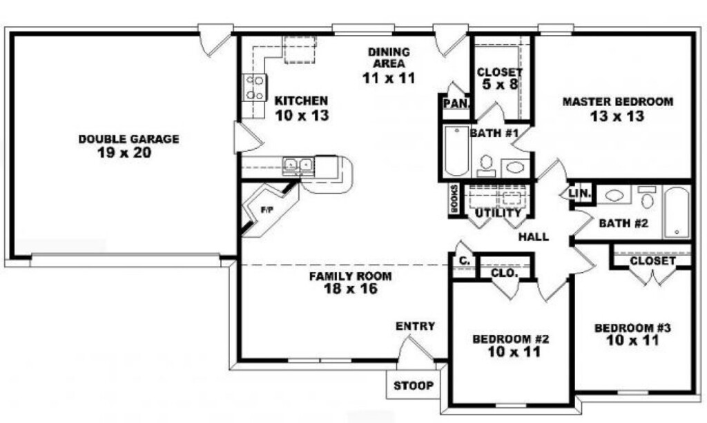 3 Bedroom Floor Plans One Story Floorplans click - 3 Bedroom Simple One Story House Plans