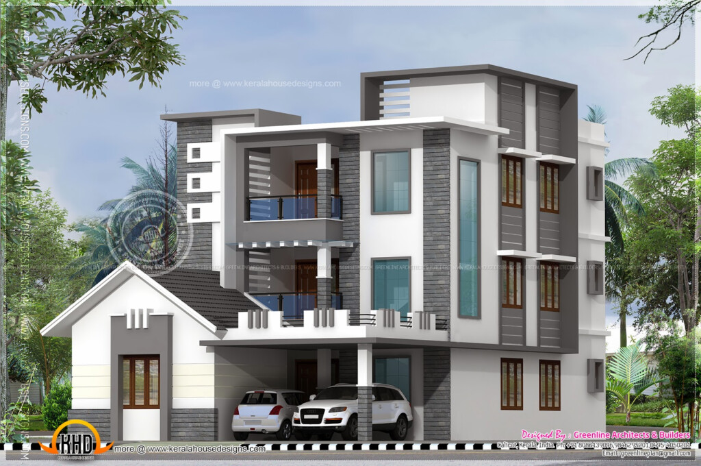 3 Floor Contemporary House - 3 Story House Modern Plans