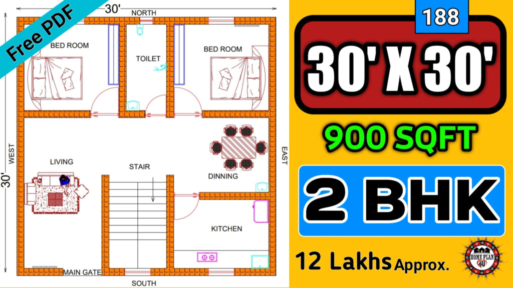 30 X 30 House Plan 30 X 30 House Plans With Vastu 30 X 30 2bhk  - 30 By 30 House Plans 2 Story