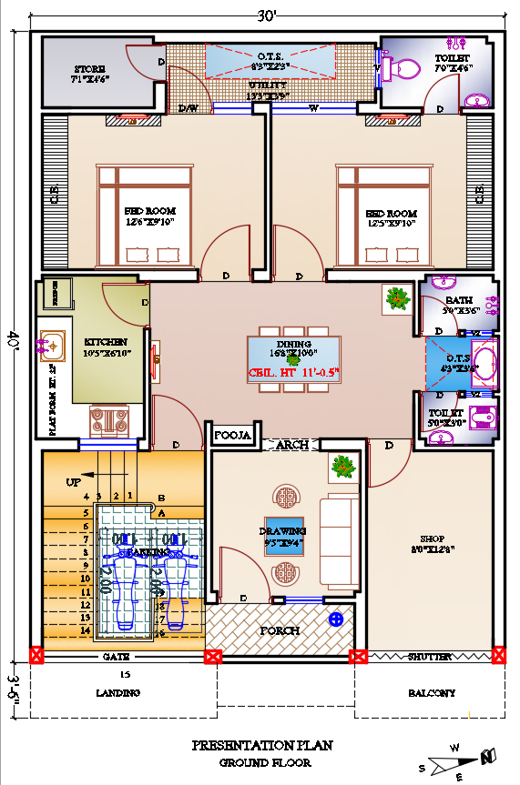 30 x40 RESIDENTIAL HOUSE PLAN CAD Files DWG Files Plans And Details - 30 X 40 2 Story House Plans