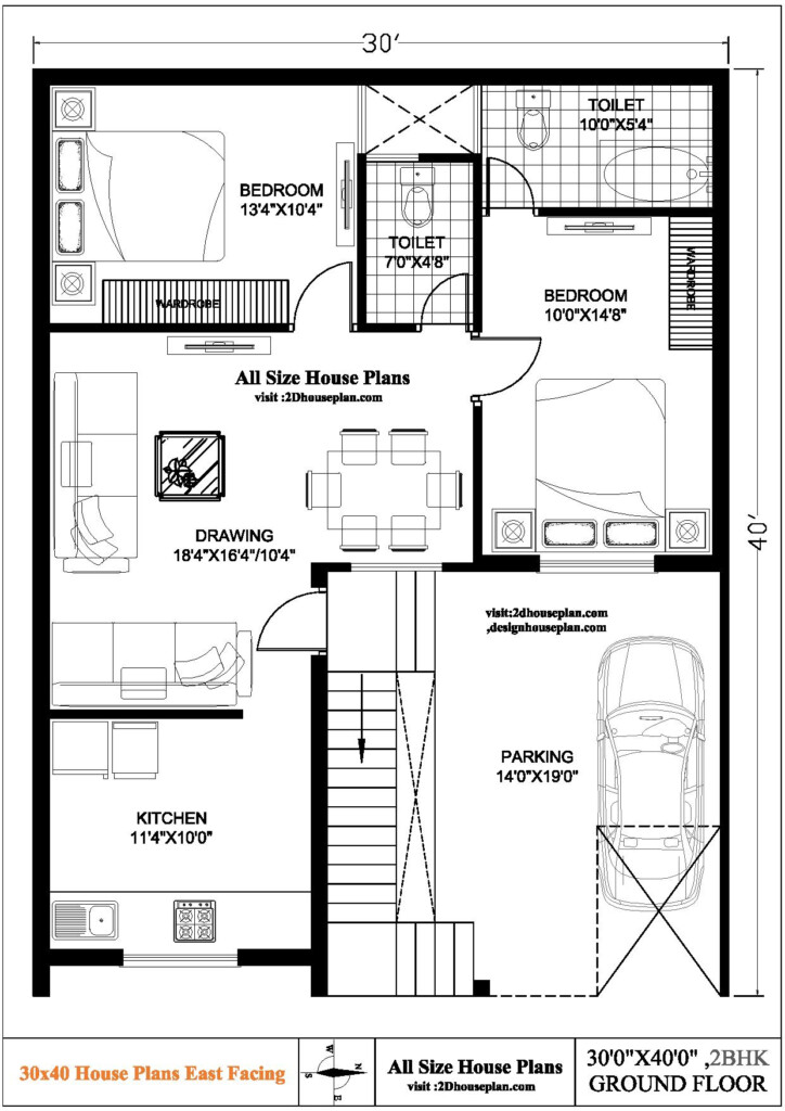 30x40 House Plans East Facing Best 2bhk House Design - 30 X 40 2 Story House Plans