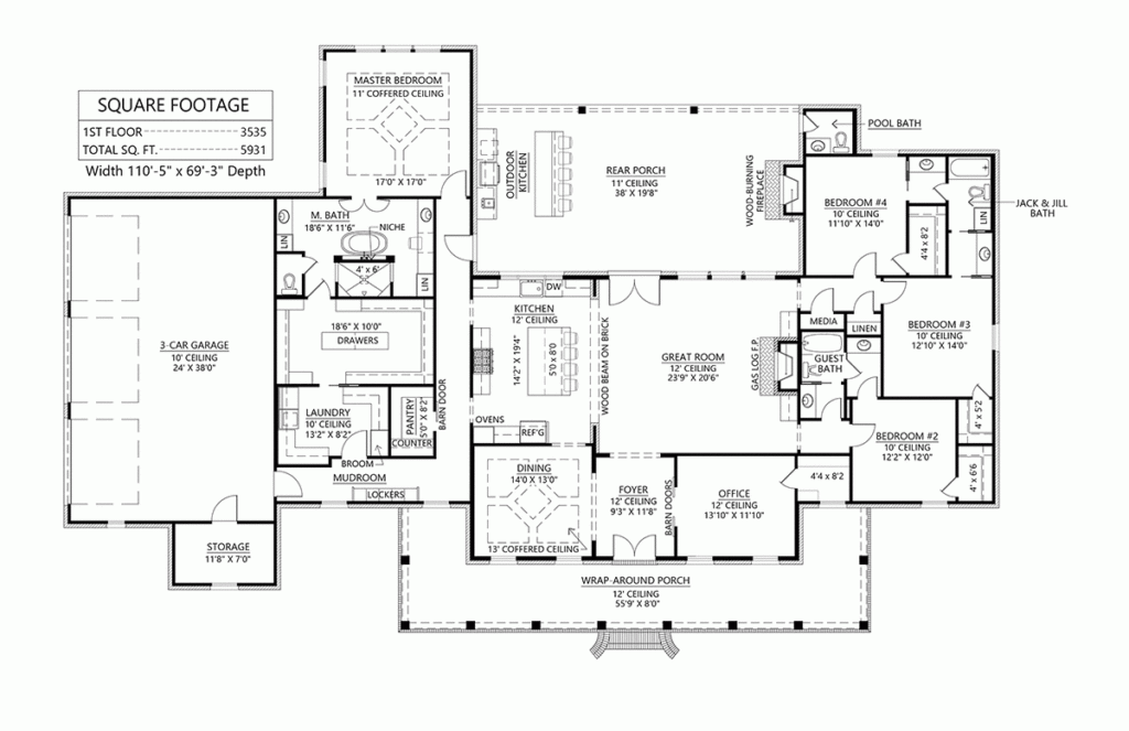 3500 Sq Ft Ranch House Floor Plans Viewfloor co - 3500 Sq Ft One Story House Plans