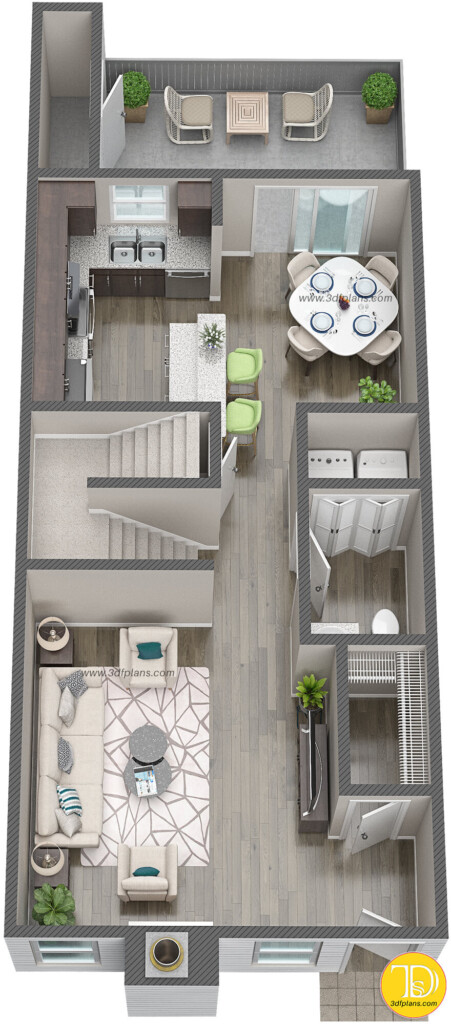 3D Floor Plans For Multifamily Property Houston TX 3D Floor Plans - 2 Story 3D House Floor Plan