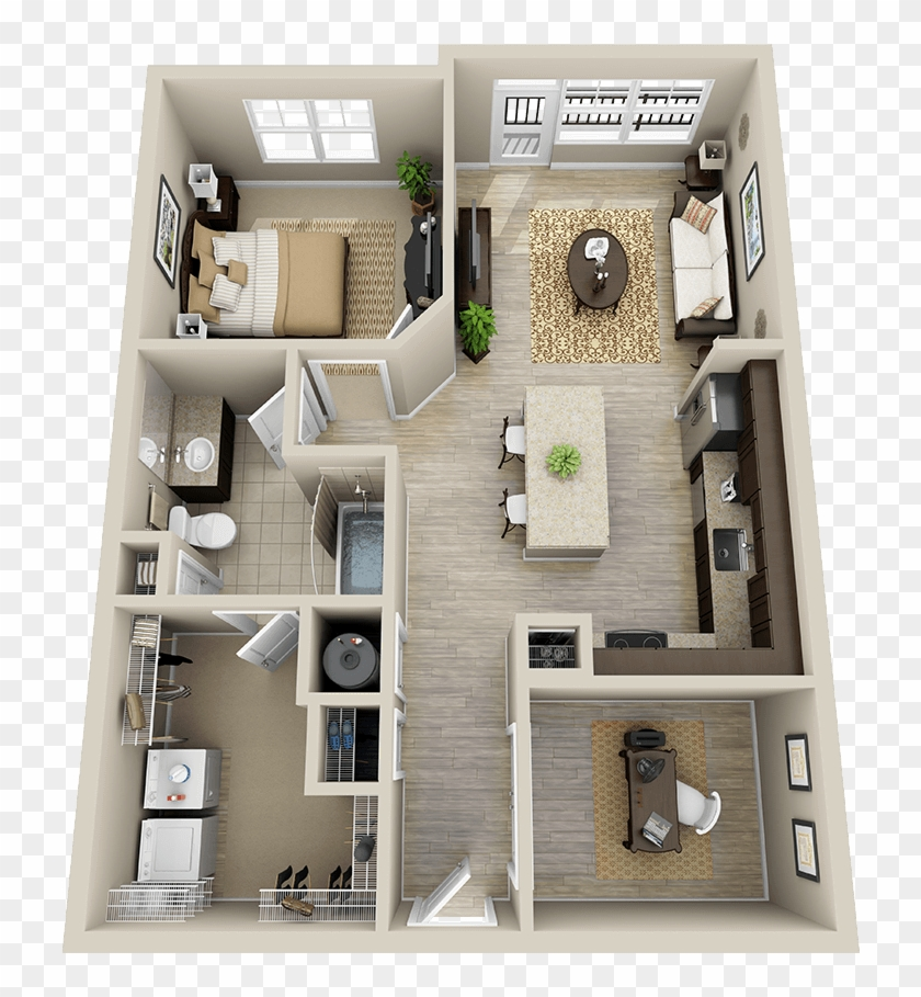 3d One Story House Plans One Story House Inside HD Png Download  - 3D One Story House Plans