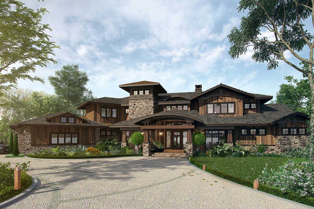 4 Bedroom Mountain Lodge House Plan 12943KN Architectural Designs  - 4 Bedroom 1 Story Mountain Lodge House Plan