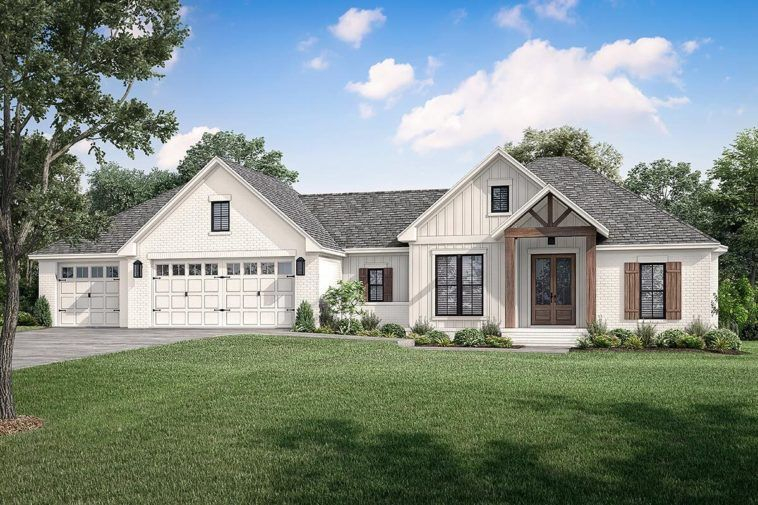 4 Bedroom Single Story Contemporary Craftsman With Three Car Garage  - 2 000 Square Foot House Plans One Story