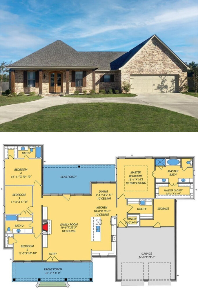 4 Bedroom Single Story Ranch Home With Open Concept Living Floor Plan  - Open Concept 4 Bedroom Single Story House Plans