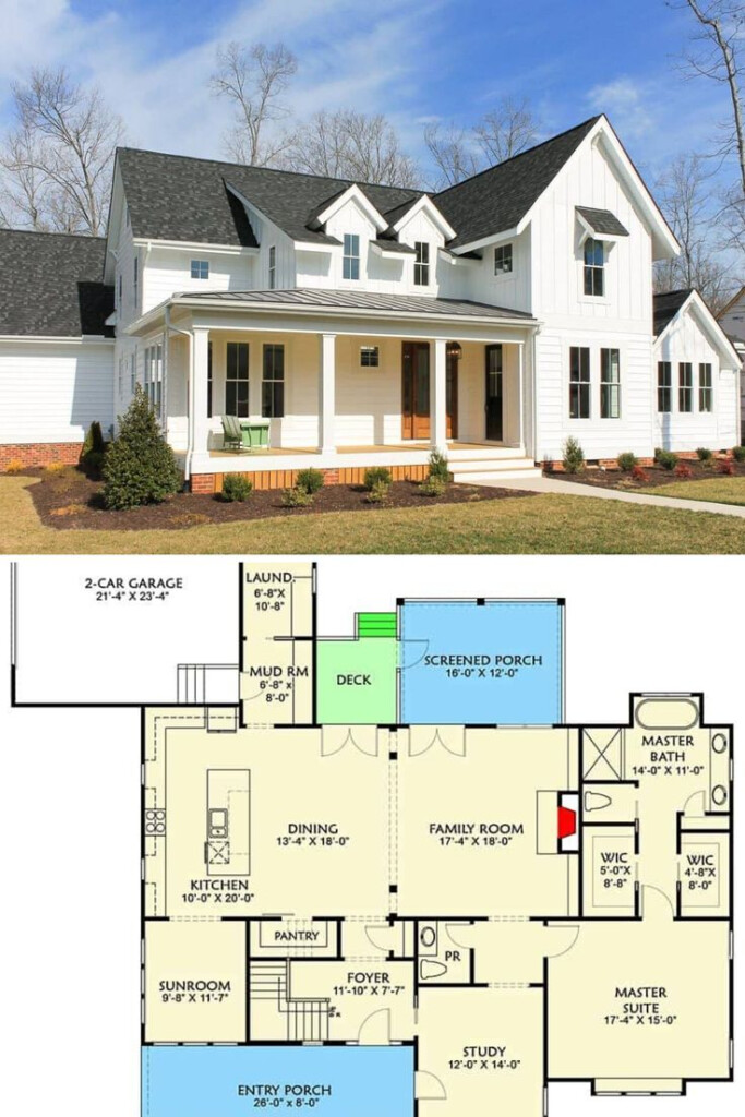 4 Bedroom Two Story Farmhouse With Open Floor Plan Floor Plan  - Open 2 Story House Plans