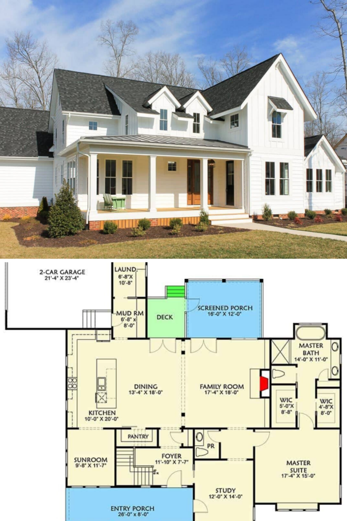 4 Bedroom Two Story Farmhouse With Open Floor Plan Floor Plan  - 2 Story Farm House Floor Plans