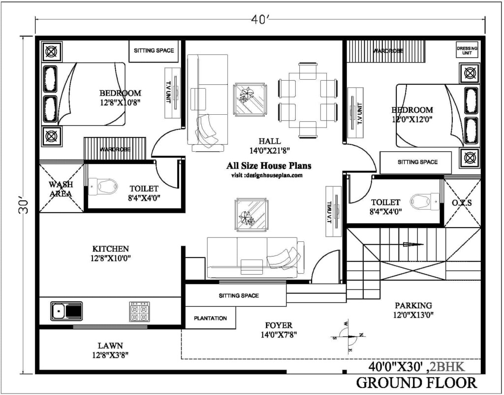 40x30 House Plan East Facing 40x30 House Plans 2bhk House Plan - 40X30 2 Story House Plans