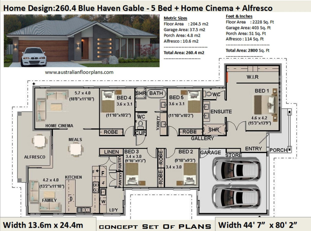 5 Bedroom House Plans Australia 260 4 M2 Or 2800 Sq Feet Etsy Australia - 5 Bedroom 2 Story House Plans Australia