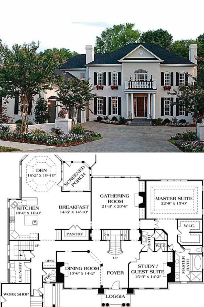 5 Bedroom Two Story Georgian Home With Twin Chimneys Floor Plan  - Traditional House Floor Plans 2 Story