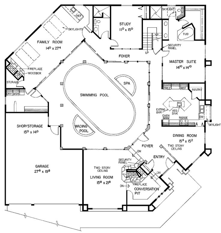 51 Single Floor House Plans With Indoor Pool - One Story House Plans With Indoor Pool