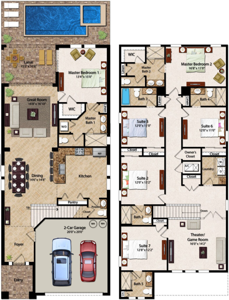 6 Bedroom Homes Ranging From 2 828 To 3 232 Square Feet The Two story  - Double Story 6 Bedroom House Plans