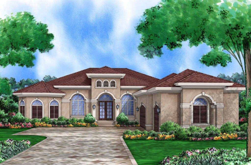 63 Impressive Mediterranean House Plan With Atrium Top Choices Of  - 1.5 Story Mediterranean House Plans With Bonus Room Over Garage