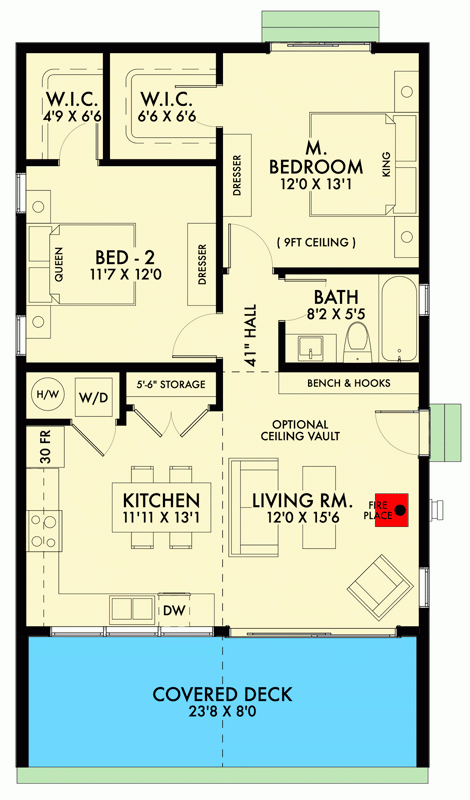 900 Square Foot Contemporary 2 Bed House Plan With Indoor Outdoor  - 900 Sq Ft 2 Story House Plans