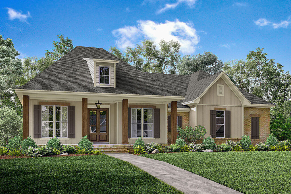 Acadian House Plan With Front Porch 1900 Sq Ft 3 Bedrooms - Two Story Acadian Style House Plans