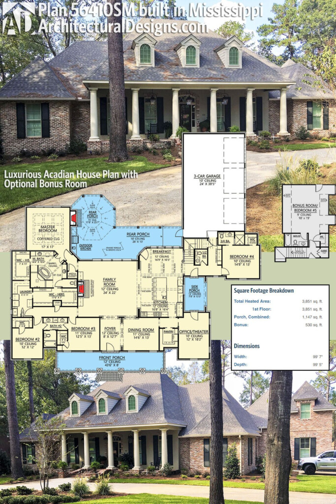 Acadian Style One Story House Plans 5 Images Easyhomeplan - Acadian Style House Plans 1 Story