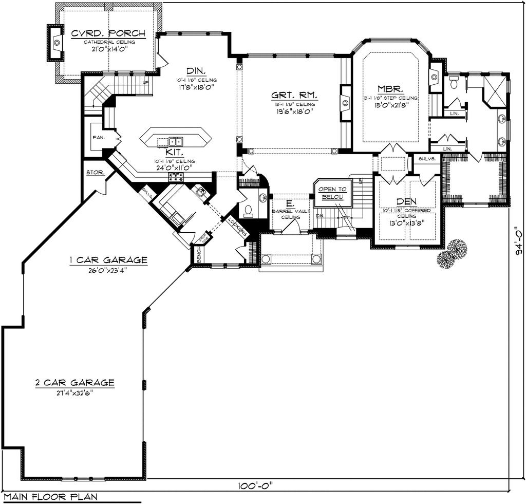 Awesome 4 Car Garage House Plan Angled One Story Ranch With Living  - Single Story House Plans With 4 Car Garage