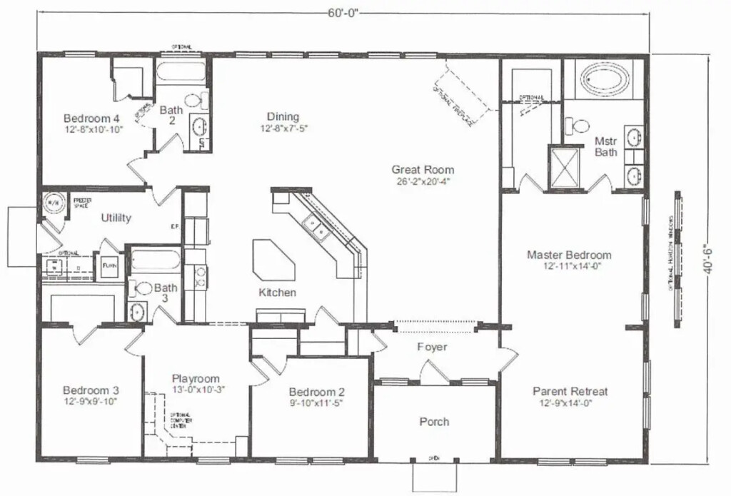 Barndominium Open Floor Plans 40x60 Image To U - 60 X 40 Single Story House Plans