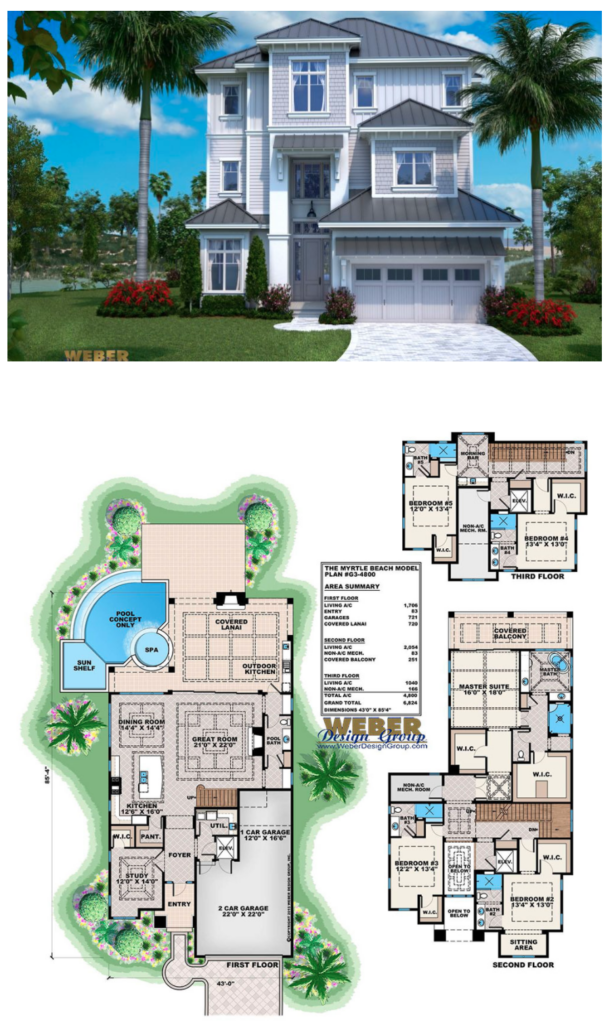 Beach House Plan Open Layout Beach Home Floor Plan With Pool Beach  - 3 Story Beach House Plan