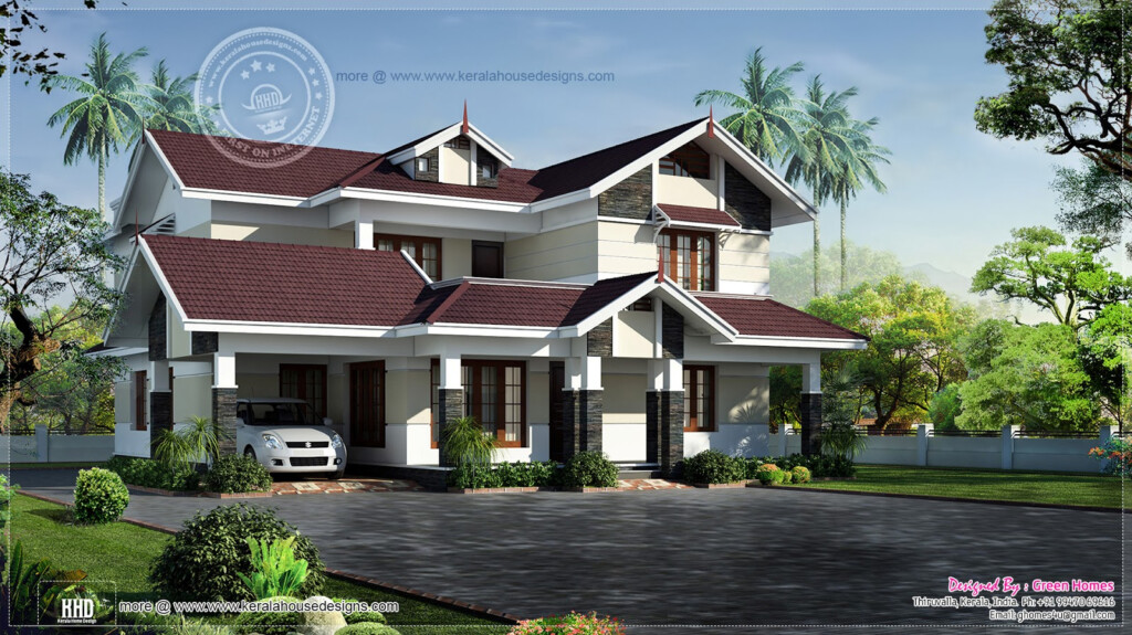 Beautiful 2700 Square Feet Villa House Plans Designs - 2700 Sq Ft House Plans 2 Story