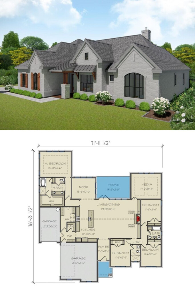 Best 4 Bedroom Ranch House Plans Single story 4 bedroom New American  - Open Concept 4 Bedroom Single Story House Plans