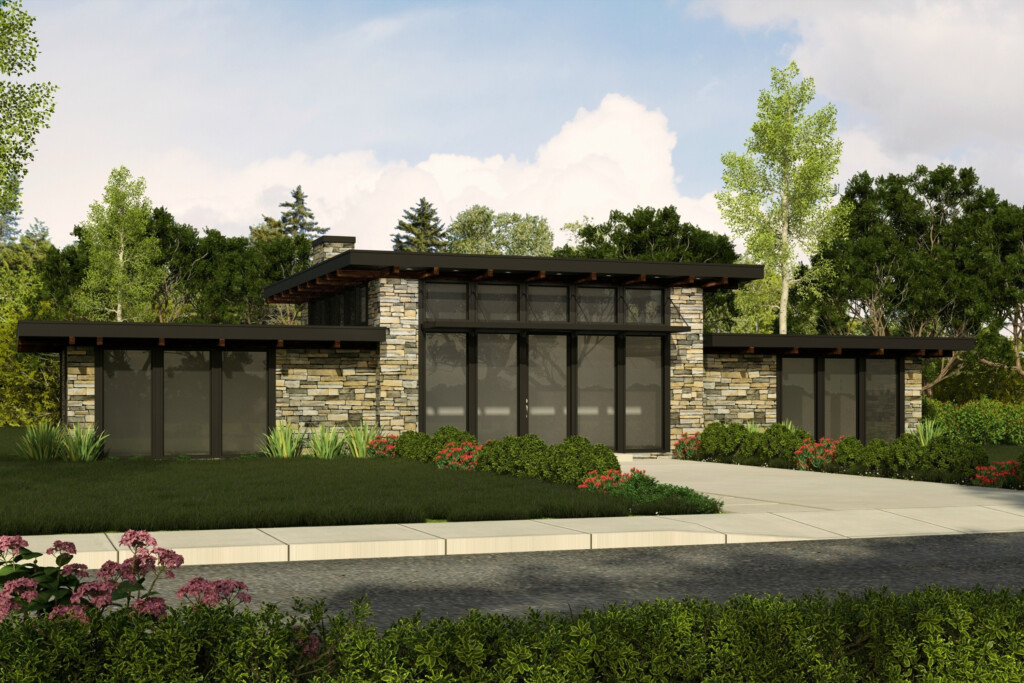 Black Diamond House Plan One Story Small Modern Home Plan - Comtemporry Small One Story House Plans